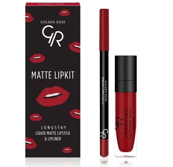golden rose matte lipkit scarlet red image