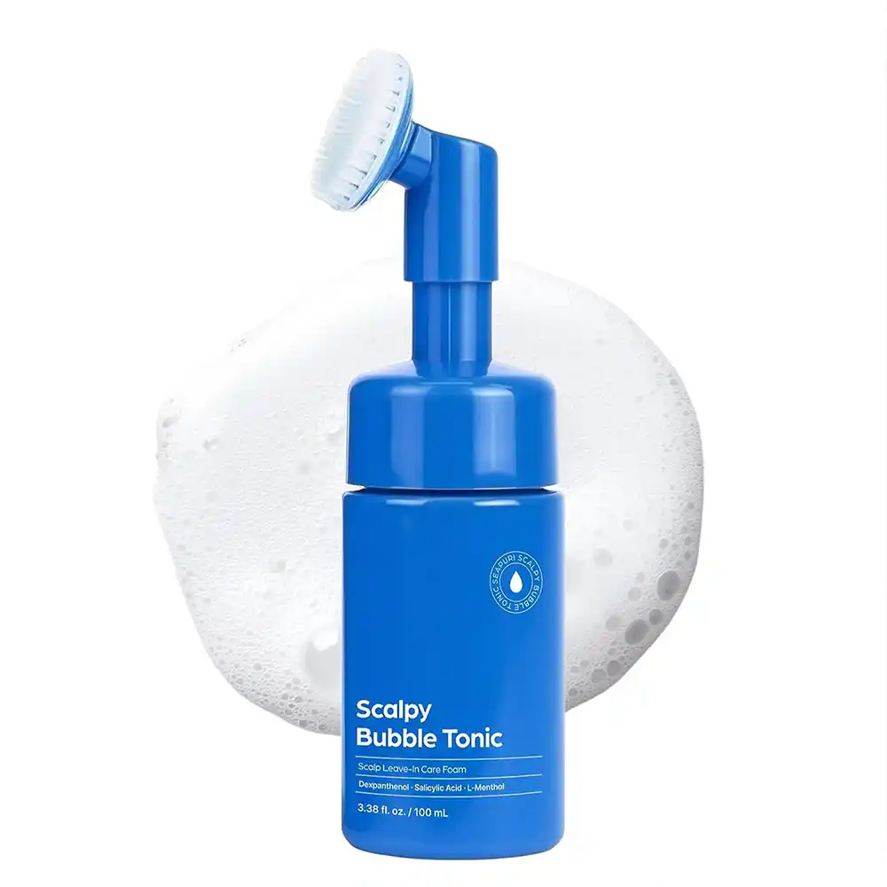 تونیک اسکالپ ضد شوره و خارش سی‌پوری Seapuri Scalpy Bubble Tonic کره‌ای با سالیسیلیک اسید و منتول برای کاهش ریزش مو و تقویت ریشه با برس سیلیکونی