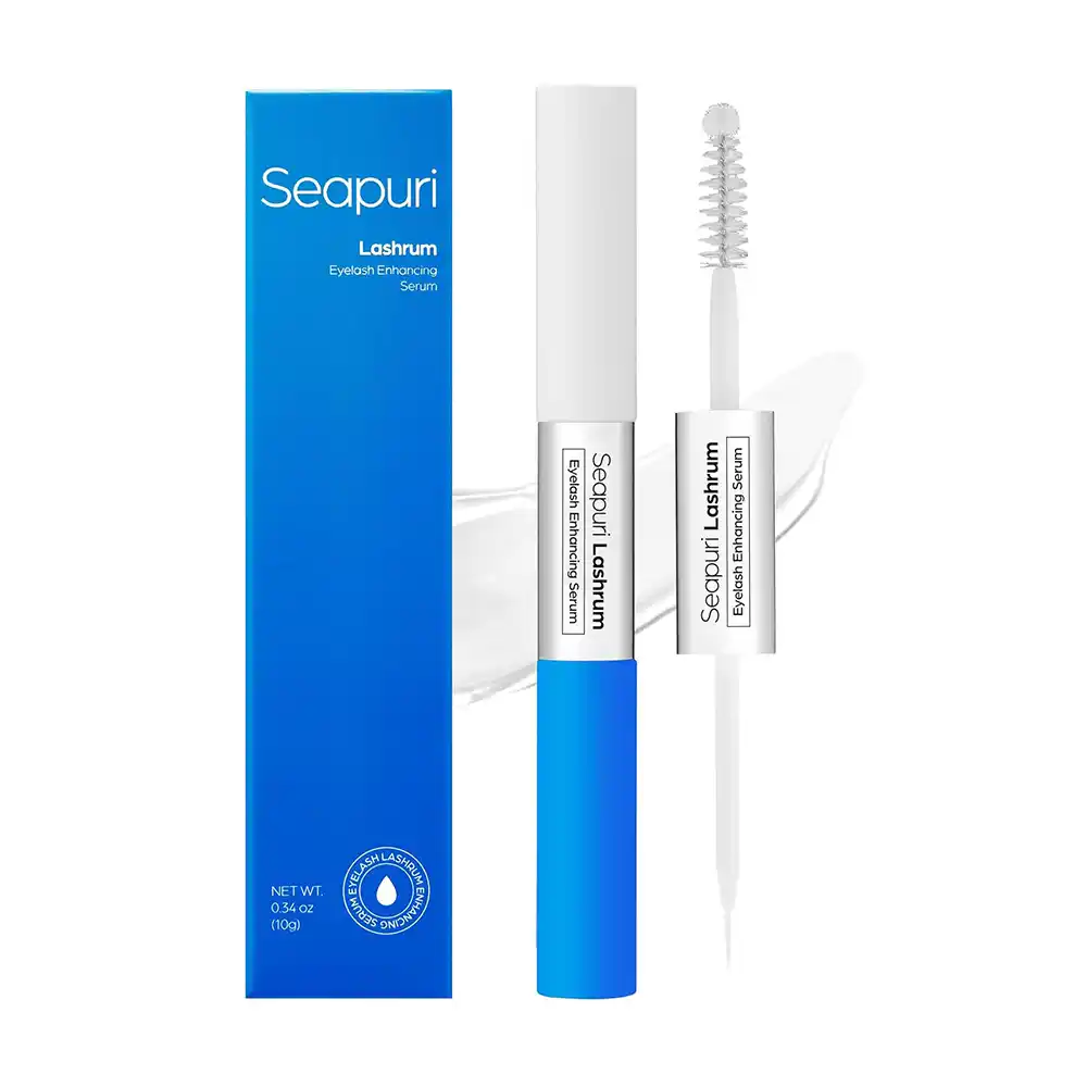 سرم تقویت مژه سی‌پوری Seapuri Lashrum Eyelash Enhancing Serum کره‌ای با کافئین، پپتید و بیوتین و برس دوکاره برای رشد و تقویت مژه