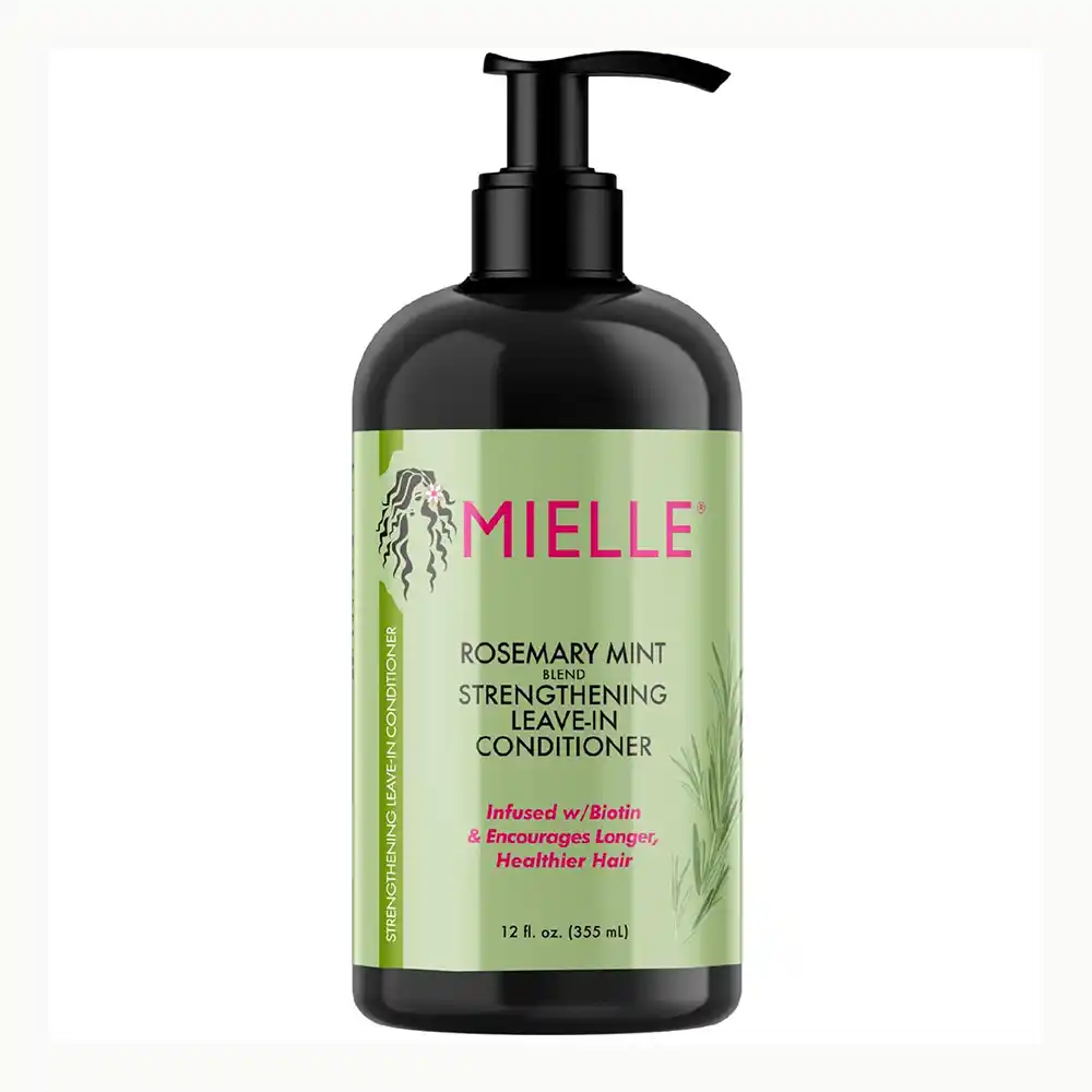 نرم‌کننده ضد ریزش و تقویت‌کننده لیو این نعناع و رزماری میله ارگانیک Mielle Organics Rosemary Mint Strengthening Leave In Conditioner حاوی بیوتین و روغن آووکادو برای موهای فر و خشک