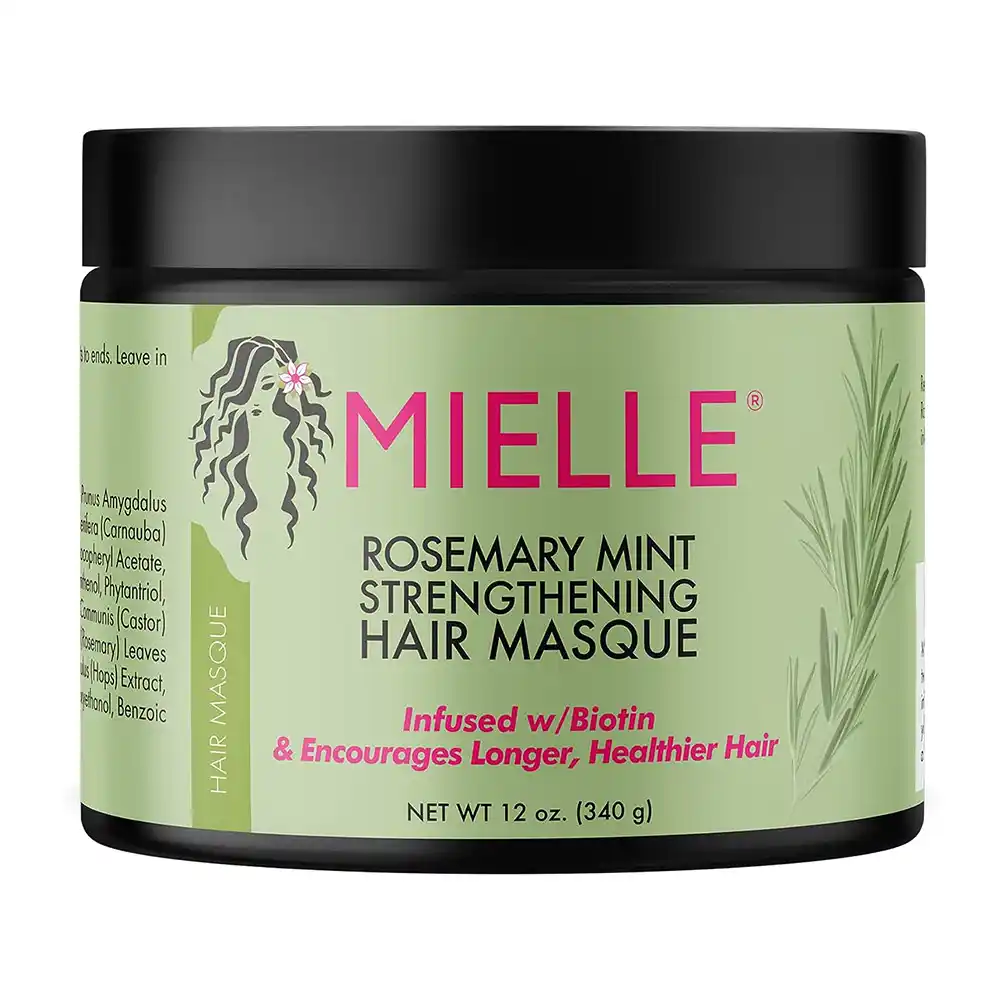 ماسک مو ضد ریزش و تقویت‌کننده رزماری و نعناع میله ارگانیک Mielle Organics Rosemary Mint Strengthening Hair Masque حاوی بیوتین، عسل و روغن نارگیل برای موهای خشک و شکننده