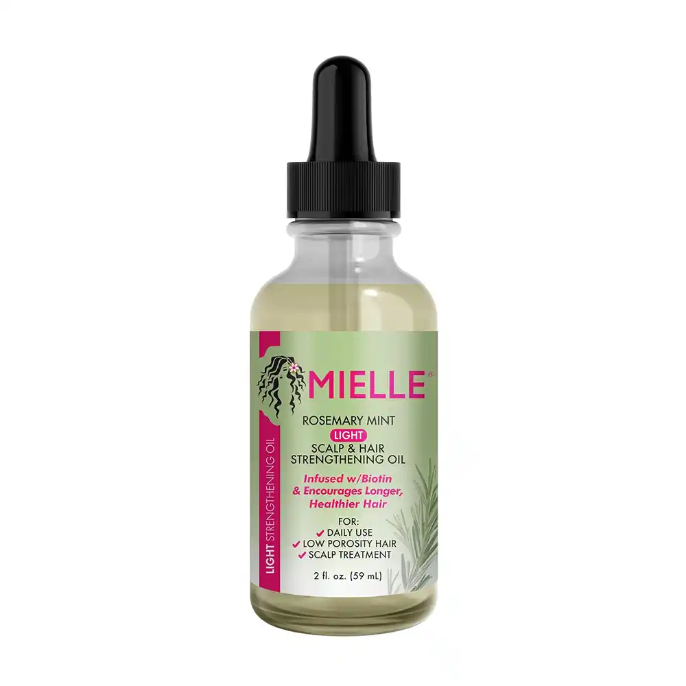 روغن تقویت‌کننده و ضد ریزش رزماری و نعناع مدل لایت میله ارگانیک Mielle Organics Rosemary Mint Light Scalp Hair Strengthening Oil حاوی بیوتین و روغن‌های طبیعی برای پوست سر خشک