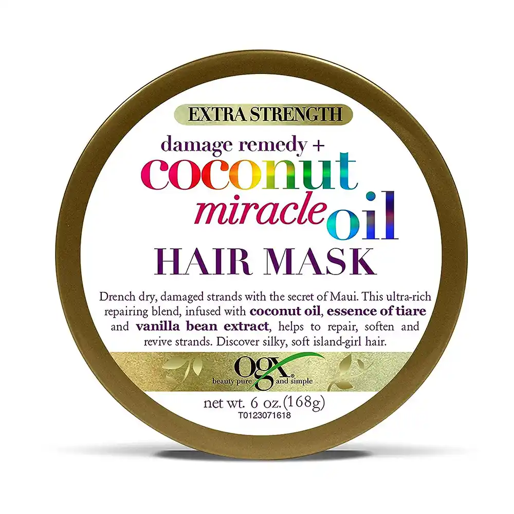 ماسک مو نارگیل میراکل او جی ایکس OGX Extra Strength Damage Remedy Coconut Miracle Oil Hair Mask برای ترمیم و آبرسانی عمیق موهای آسیب‌دیده و خشک بدون سولفات و پارابن