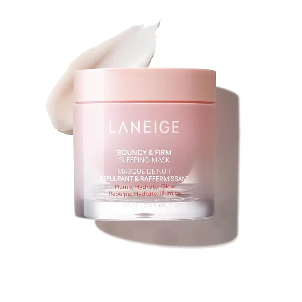 ماسک خواب ضد چروک و جوانساز کلاژن لانیژ Laneige Bouncy & Firm Sleeping Mask با کمپلکس گل صد تومانی و کلاژن برای سفت‌کنندگی و آبرسانی پوست