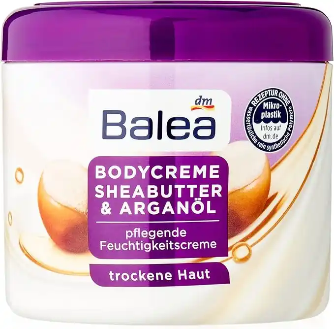 کرم بدن شیباتر و روغن آرگان باله آ Balea Sheabutter & Arganöl با آبرسانی ۴۸ ساعته، ویتامین A و E برای تغذیه عمیق پوست خشک و حساس، 500 میلیلیتر کرم بدن شیباتر و روغن آرگان باله آ Balea Sheabutter & Arganöl با آبرسانی ۴۸ ساعته، ویتامین A و E برای تغذیه عمیق پوست خشک و حساس، 500 میلیلیتر
