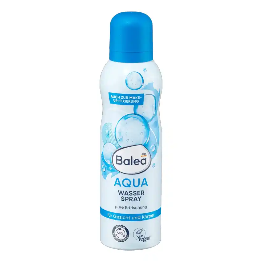 اسپری آب آکوا باله‌آ Balea Aqua Spray با آلوئه‌ورا و مواد معدنی دریایی برای آبرسانی، فیکس آرایش و طراوت پوست صورت و بدن، وگان و بدون میکروپلاستیک، 150 میلی‌لیتر