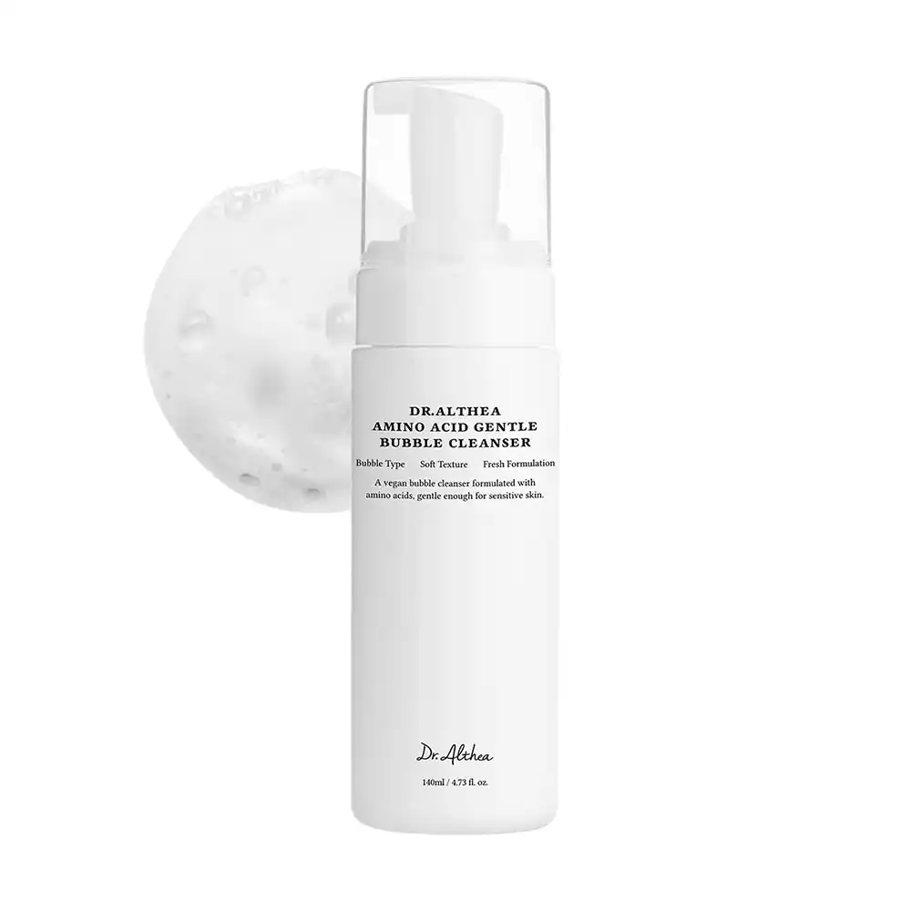 فوم شستشوی حبابی آمینو اسید دکتر آلتیا Dr. Althea Amino Acid Gentle Bubble Cleanser با ۱۷ نوع آمینو اسید و هیالورونیک اسید برای پاکسازی عمیق و ملایم پوست حساس و مستعد آکنه، وگان و کره‌ای