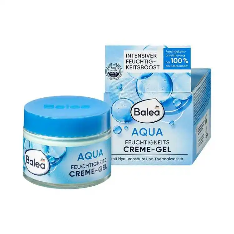 ژل کرم مرطوب‌کننده و آبرسان باله‌آ مدل Balea Aqua با اسید هیالورونیک، حجم ۵۰ میلی‌لیتر