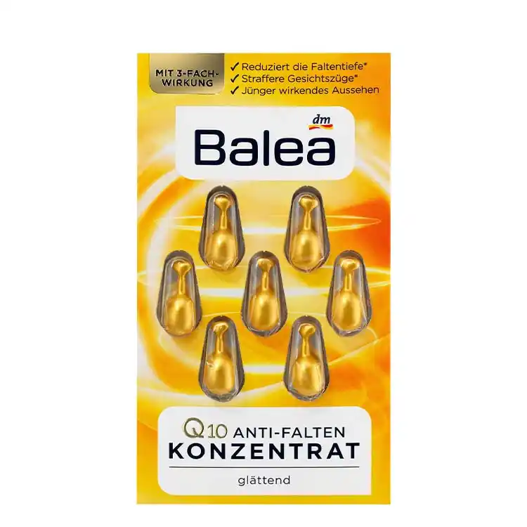 کپسول کنسانتره ضد چروک بالهآ Balea Q10 Capsule حاوی کوآنزیم کیوتن و جینسینگ، ۷ عدد، ساخت آلمان کپسول کنسانتره ضد چروک بالهآ Balea Q10 Capsule حاوی کوآنزیم کیوتن و جینسینگ، ۷ عدد، ساخت آلمان