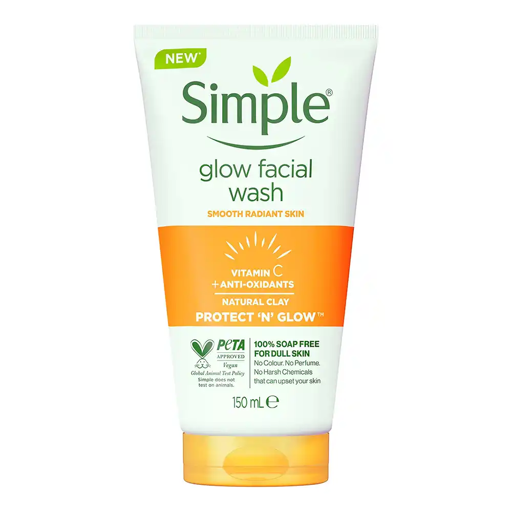 ژل شستشو صورت ویتامین سی سیمپل Simple Glow facial wash with vitamin C and anti oxidants 150ml
