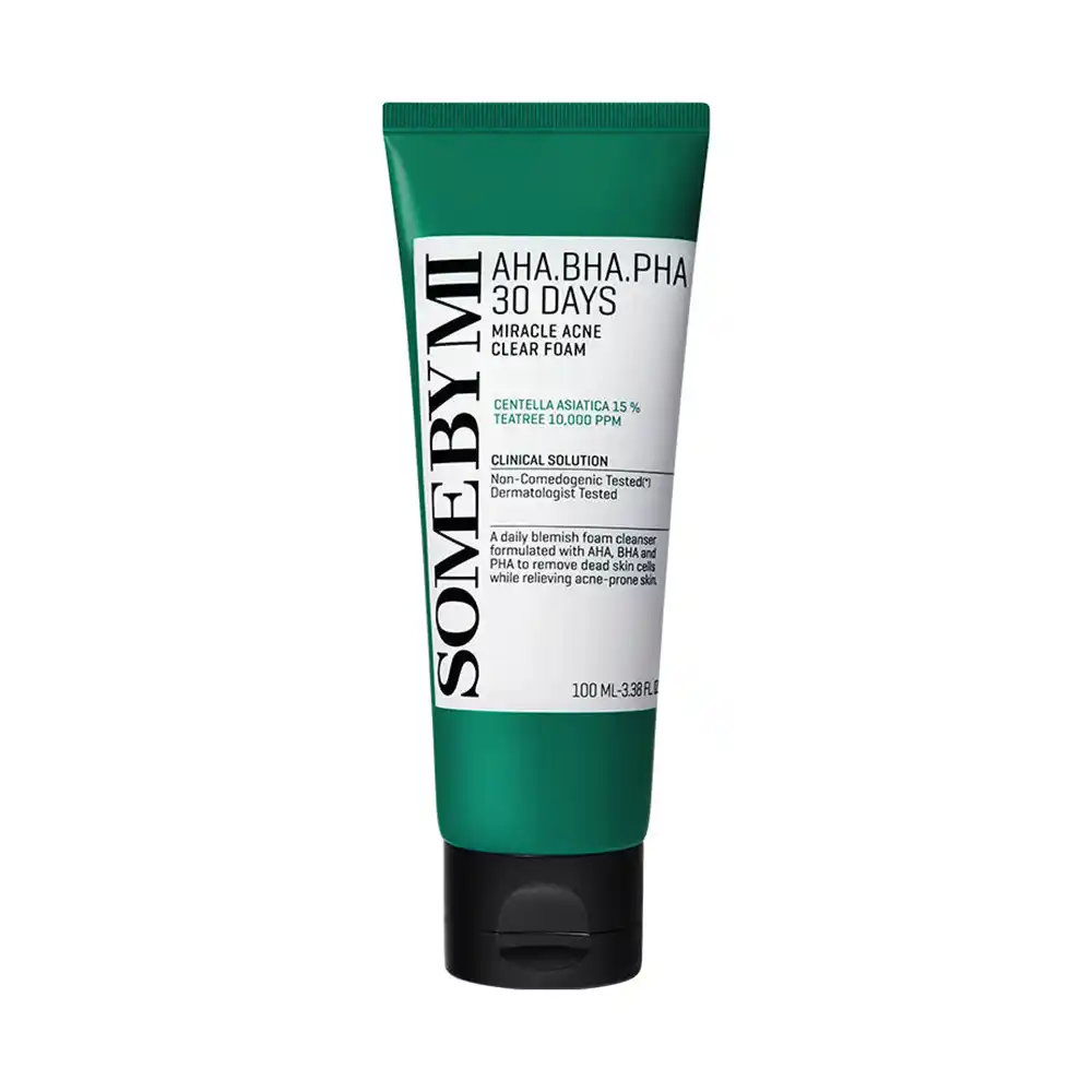فوم ضد جوش لایه بردار میراکل سام بای می SOME BY MI AHA BHA PHA 30 Days Miracle Acne Clear Foam 100ml فوم ضد جوش لایه بردار میراکل سام بای می SOME BY MI AHA BHA PHA 30 Days Miracle Acne Clear Foam 100ml
