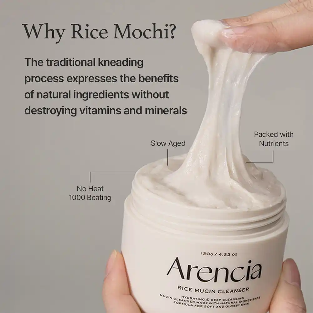 پاک کننده عمقی موچی برنج و موسین حلزون آرنسیا Arencia Rice Mochi Snail Mucin Cleanser | پاکسازی عمیق منافذ و کنترل چربی پوست