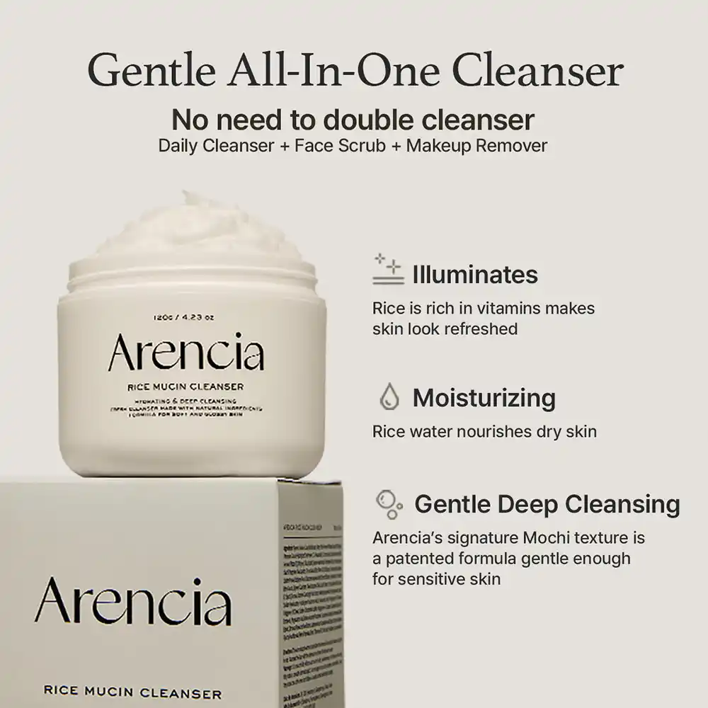 پاک کننده عمقی موچی برنج و موسین حلزون آرنسیا Arencia Rice Mochi Snail Mucin Cleanser | پاکسازی عمیق منافذ و کنترل چربی پوست