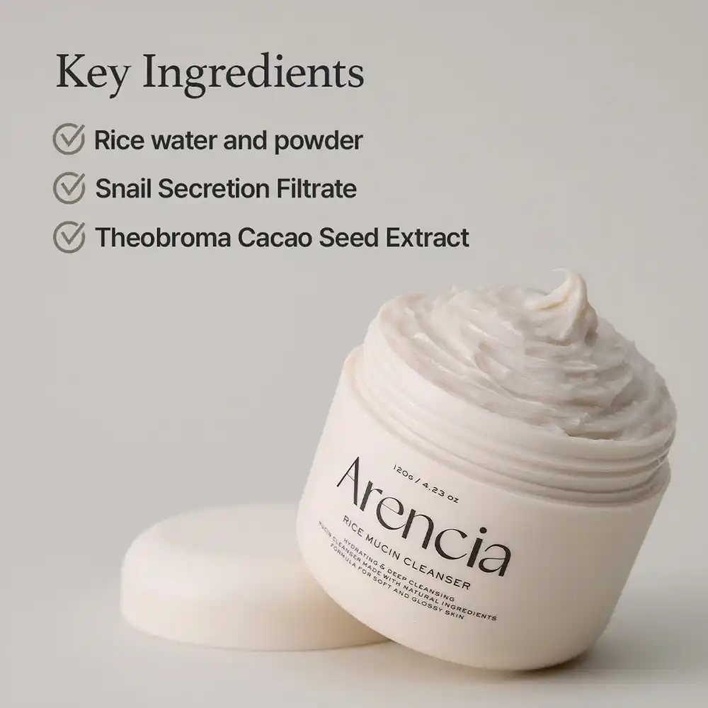 پاک کننده عمقی موچی برنج و موسین حلزون آرنسیا Arencia Rice Mochi Snail Mucin Cleanser | پاکسازی عمیق منافذ و کنترل چربی پوست