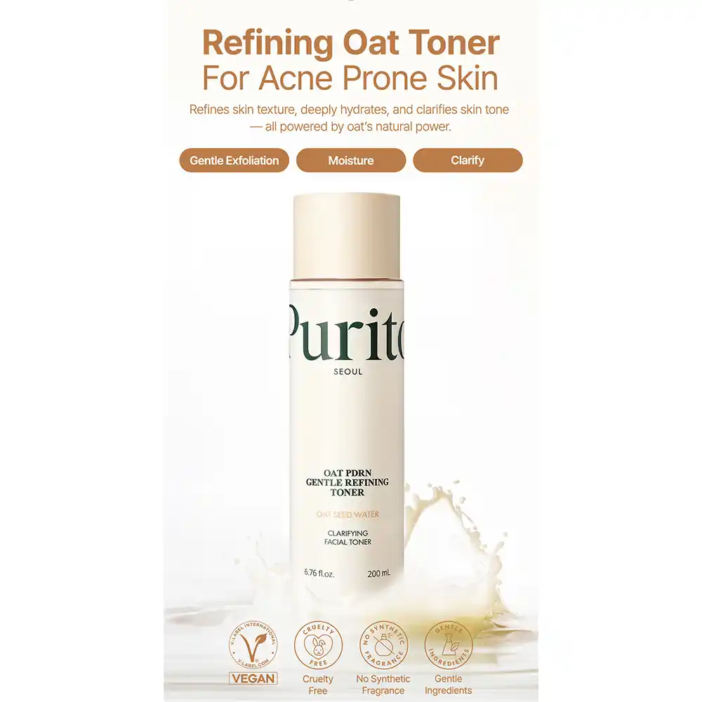 تونر جو دوسر PDRN پیوریتو PURITO Oat PDRN Refining Toner | آبرسان، تسکین‌دهنده و تقویت‌کننده سد دفاعی پوست