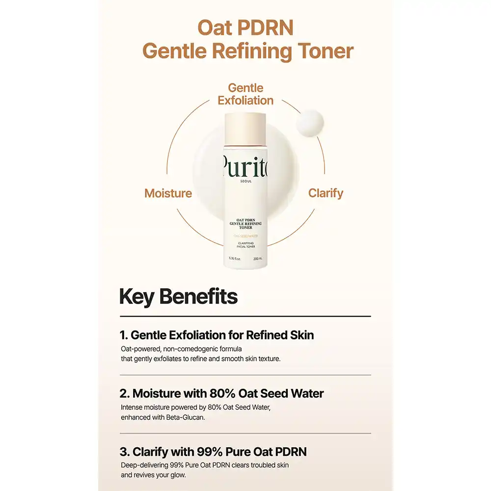 تونر جو دوسر PDRN پیوریتو PURITO Oat PDRN Refining Toner | آبرسان، تسکین‌دهنده و تقویت‌کننده سد دفاعی پوست