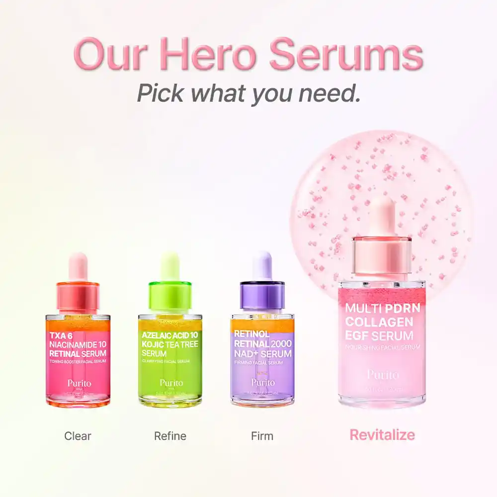 سرم مولتی PDRN کلاژن و EGF پیوریتو PURITO Multi PDRN Collagen EGF Serum | جوانساز، ترمیم‌کننده و افزایش شفافیت پوست