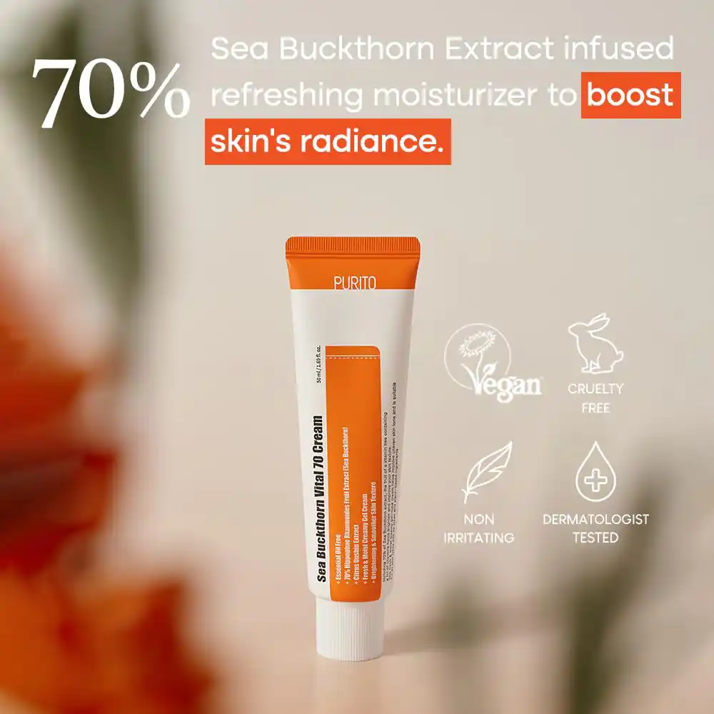 کرم ویتامینه خولان دریایی پیوریتو PURITO Sea Buckthorn Vital Cream | ضد لک، روشن‌کننده و آبرسان پوست
