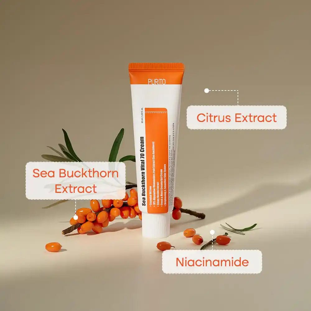 کرم ویتامینه خولان دریایی پیوریتو PURITO Sea Buckthorn Vital Cream | ضد لک، روشن‌کننده و آبرسان پوست