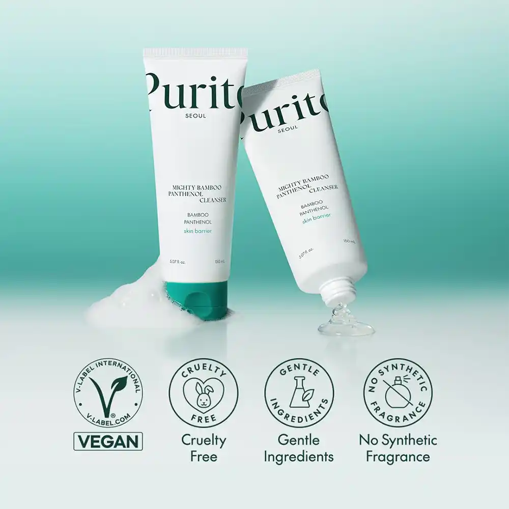 ژل شوینده بامبو و پنتنول پیوریتو PURITO Mighty Bamboo Panthenol Cleanser | پاکسازی ملایم، آبرسان و تقویت‌کننده سد دفاعی پوست