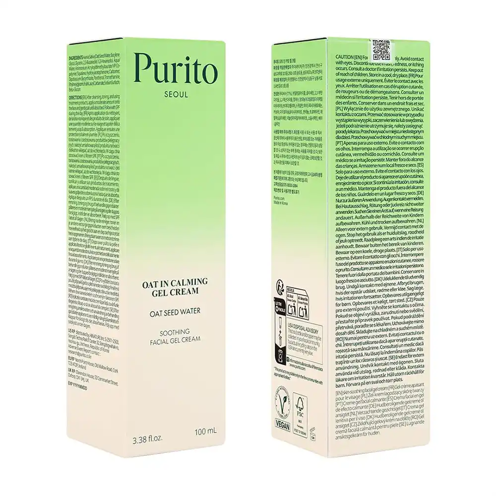 ژل کرم تسکین دهنده جو دوسر پیوریتو PURITO Oat Calming Gel Cream | آبرسان، ضد قرمزی و تقویت‌کننده سد دفاعی پوست