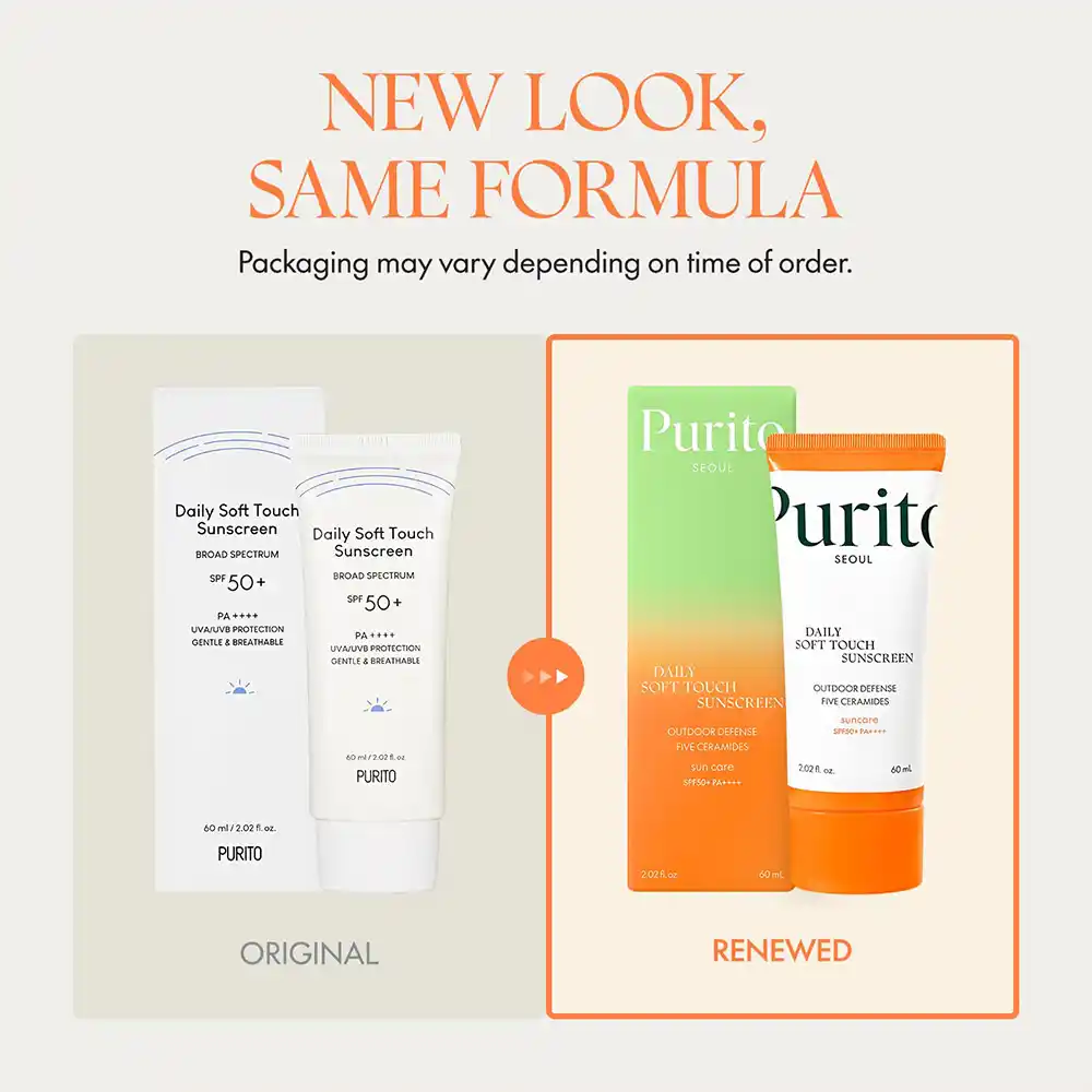 ضد آفتاب آبرسان روزانه پیوریتو PURITO Daily Soft Touch Sunscreen SPF50+ PA++++ | آبرسان، مقاوم در برابر آب و مناسب پوست حساس