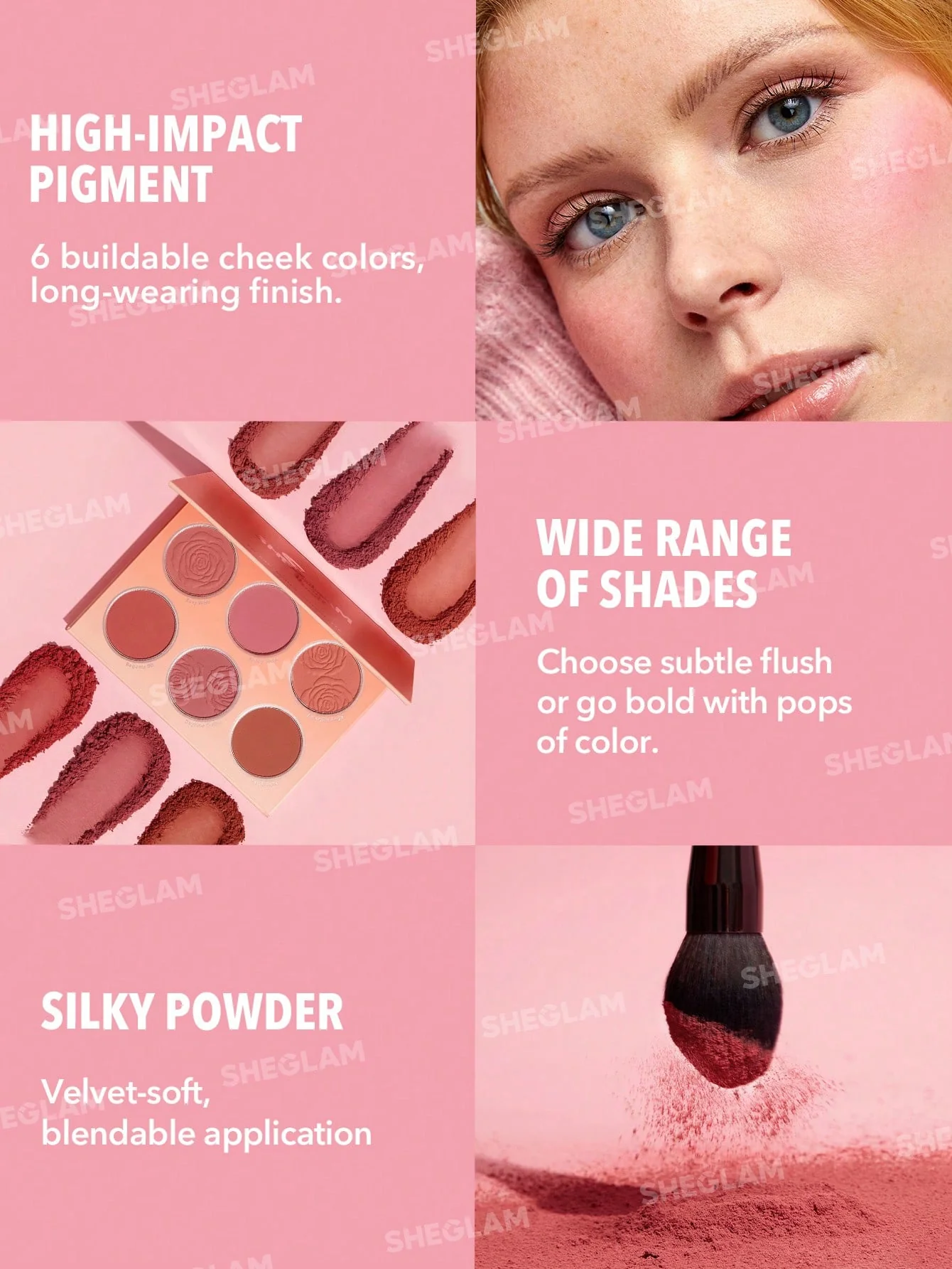 پالت رژگونه 6 رنگ شیگلم floral flush blush رنگ Blushing Bouquet