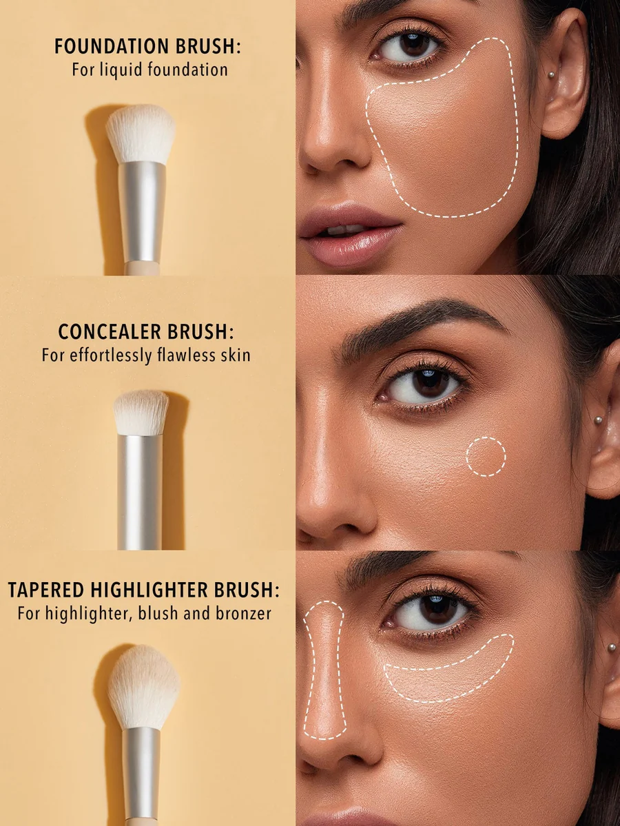 ست براش شیگلم پک 3 عددی مدل face essential brush set