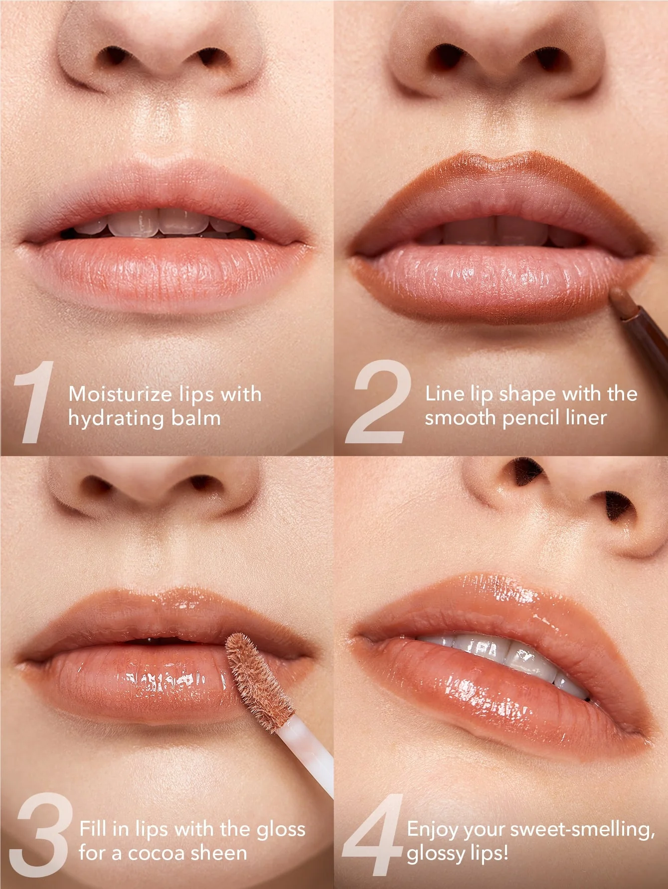 ست لیپ گلاس و خط لب شیگلم با رایحه کاکائو COCOA KISS رنگ brownie bite