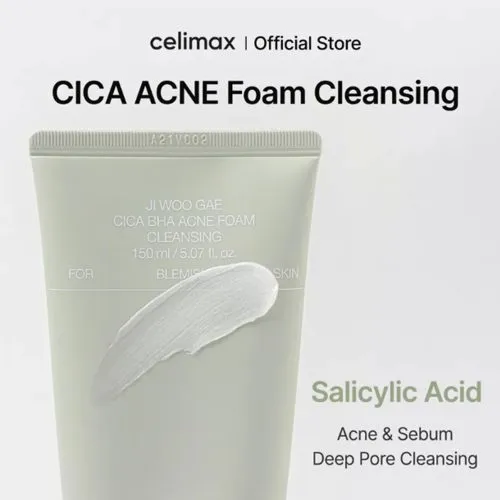 فوم ضد جوش و آکنه سالیسیلیک اسید و سیکا سلیمکس Celimax Ji.Woo .Gae Cica BHA Acne Foam Cleansing