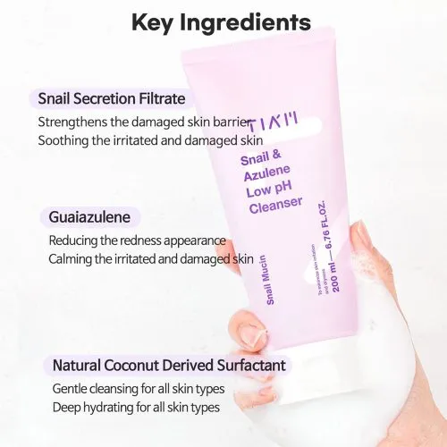 ل شوینده ملایم حلزون و آزولن تیام TIAM Snail Azulene Low pH Cleanser