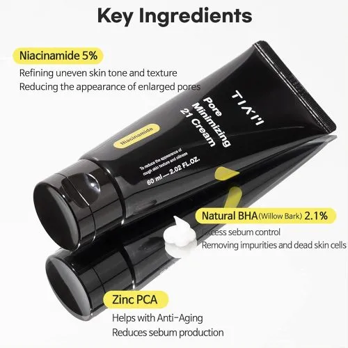 کرم روشن کننده و کنترل منافذ تیام TIAM Pore Minimizing 21 Cream.