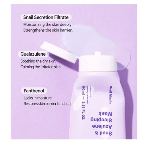 اسک خواب ترمیم کننده و جوانساز حلزون و آزولن تیام TIAM Snail Azulene Sleeping Mask
