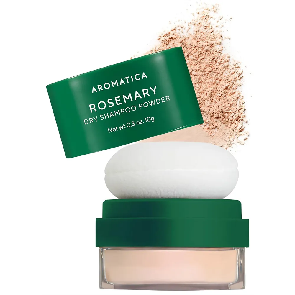 شامپو خشک رزماری آروماتیکا کنترل چربی، تقویت ساقه و ریشه مو AROMATICA Rosemary Dry Shampoo Powde