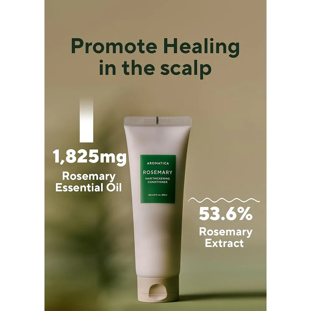 جزئیات پیوست نرم کننده رزماری آروماتیکا ضد ریزش حجم دهنده، تقویت ساقه و ریشه مو Aromatica Rosemary Hair Thickening Conditioner