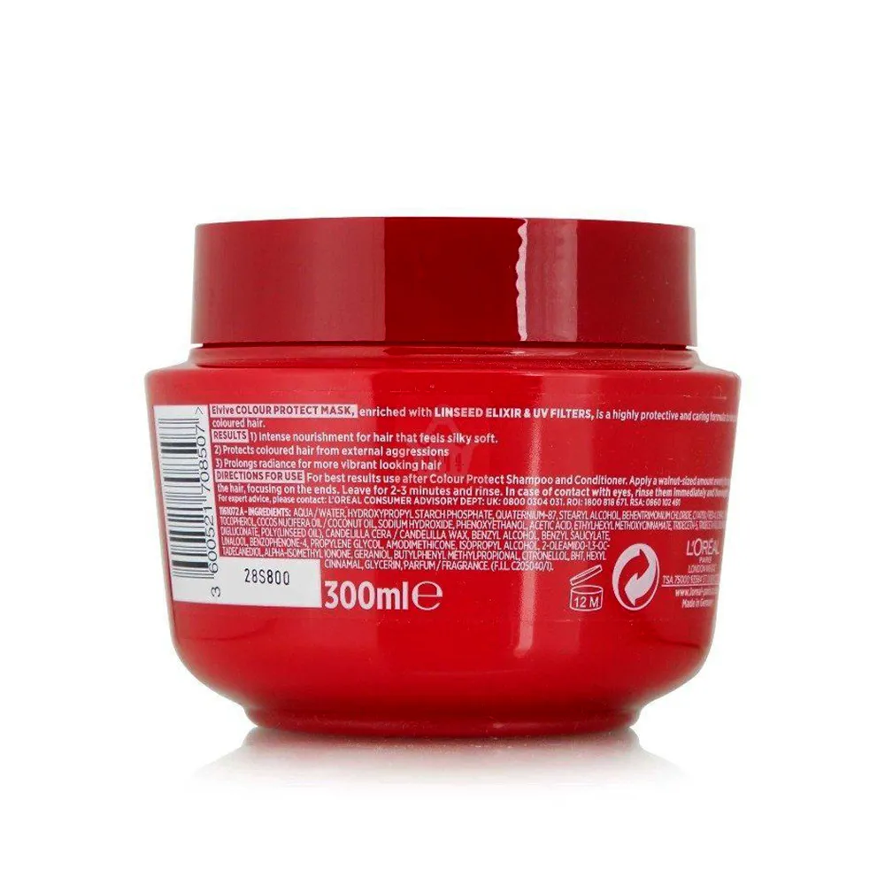 ماسک موهای رنگ شده لورال کالر پروتکت LOreal Elvive Color Protect Hair Mask 300ml