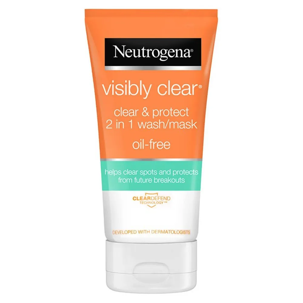 ماسک و شوینده ضد جوش و لک نیتروژنا نوتروژینا Neutrogena Visibly Clear Clear and Protect 2 in 1 Wash Mask 150ml ماسک و شوینده ضد جوش و لک نیتروژنا نوتروژینا Neutrogena Visibly Clear Clear and Protect 2 in 1 Wash Mask 150ml