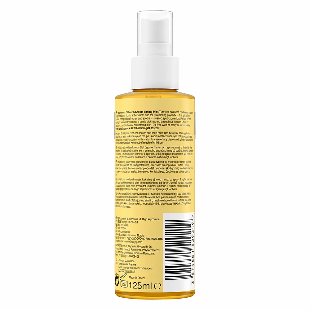 اسپری تونر پاک کننده و آرامش بخش زردچوبه نیتروژنا نوتروژینا Neutrogena Clear and Soothe Toning Mist with Turmeric