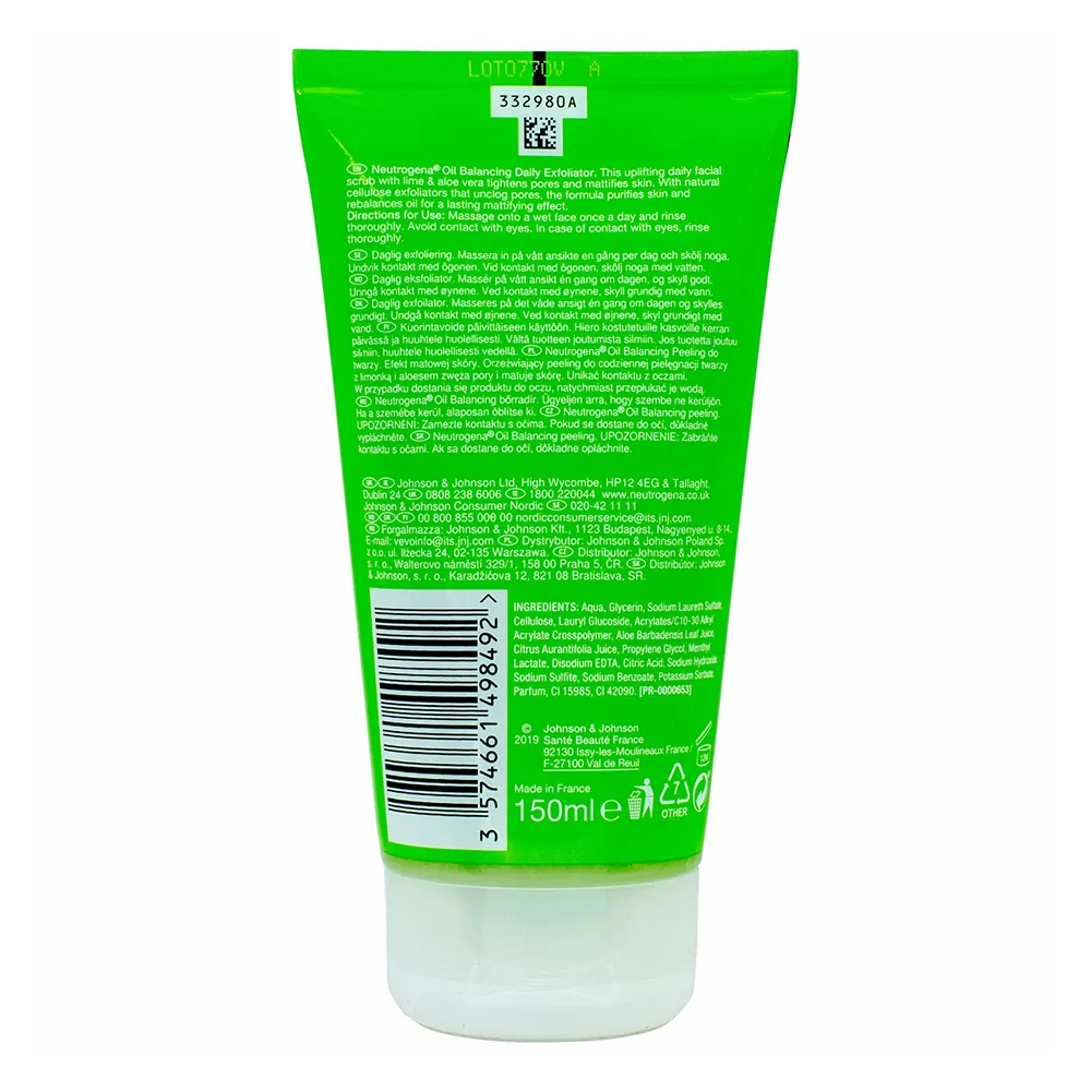 اسکراب لایه بردار و کنترل چربی اویل بالانسینگ نوتروژینا نوتروژینا Neutrogena Oil Balancing daily exfoliator with lime Aloe Vera 150ml