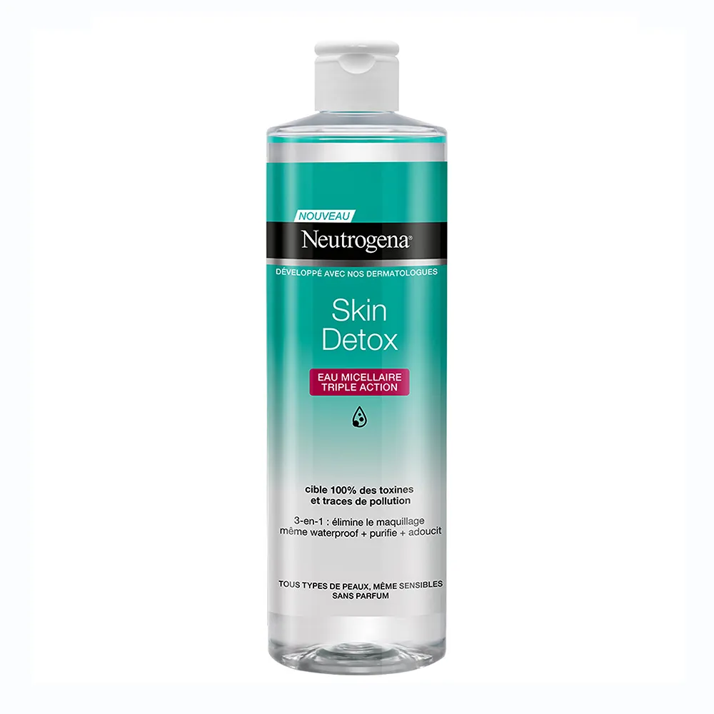 میسلار واتر پاک کننده و سم زدای پوست سه گانه اسکین دتوکس نیتروژنا نوتروژینا Neutrogena Skin Detox Triple Micellar Cleansing Wate
