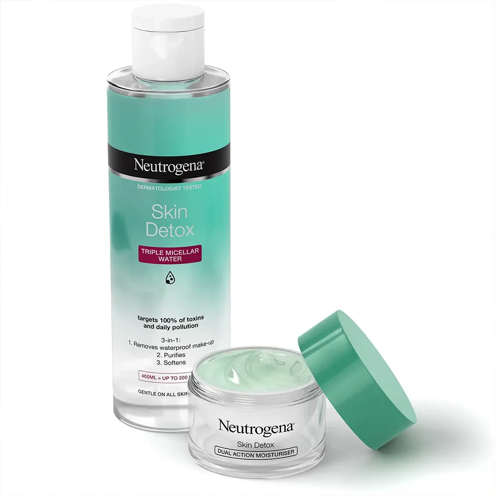 میسلار واتر پاک کننده و سم زدای پوست سه گانه اسکین دتوکس نیتروژنا نوتروژینا Neutrogena Skin Detox Triple Micellar Cleansing Wate