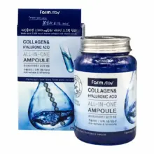 آمپول کلاژن و هیالورونیک اسید فام استی Farmstay All In One Ampoule 250ml سرم ضد چروک و مرطوب‌کننده حاوی کلاژن دریایی برای همه انواع پوست