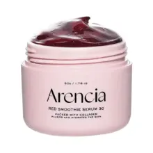 سرم ماسک اسموتی قرمز آرنسیا Arencia Overnight Red Smoothie Serum | ۳۰٪ کلاژن قرمز، نیاسینامید، پپتید و روشن‌کننده جوانساز پوست
