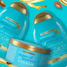 ماسک مو آرگان مراکشی او جی ایکس OGX Extra Strength Hydrate Repair Argan Oil of Morocco Hair Mask برای ترمیم و آبرسانی عمیق موهای آسیب‌دیده و خشک با پروتئین ابریشم