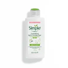 کرم مرطوب کننده و آبرسان لایت سیمپل Simple Kind To Skin Hydrating Light Moisturiser با گلیسیرین و روغن گل گاوزبان برای آبرسانی سبک پوست حساس 125 میلی‌لیتر